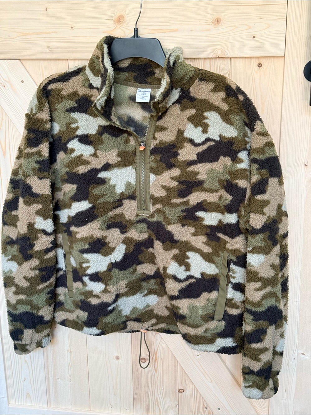 No Boundaries Camo Teddy Fleece Jacket in Green, Brown, Black